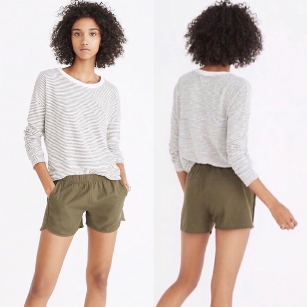 Madewell Birch Leaf Curved Hem Pull On Shorts XS